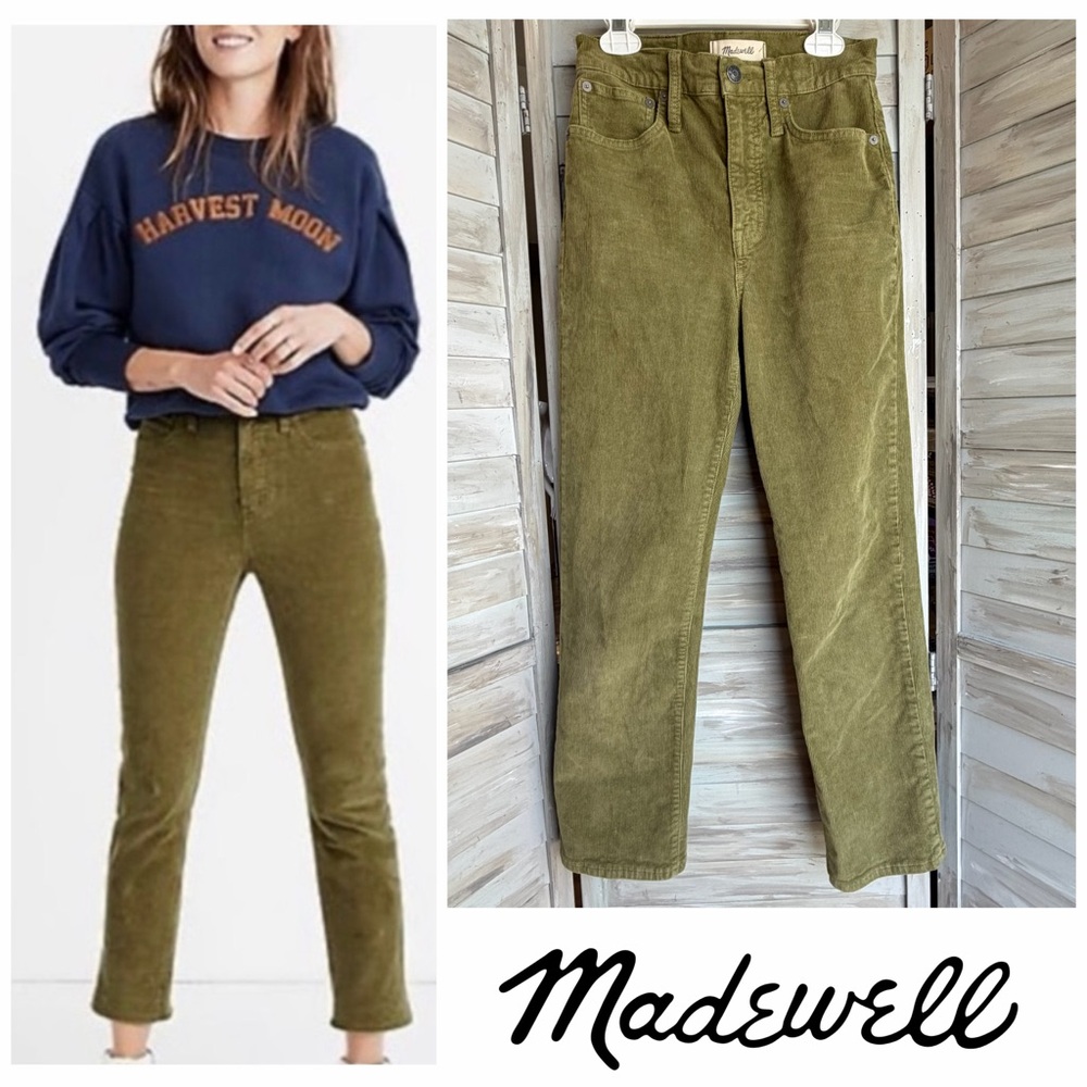 Madewell Olive Green Corduroy Classic Straight Jean 24 - Ankle Crop 25” inseam